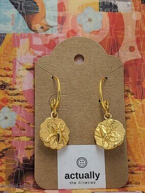 Earrings with vintage Todd Oldham Buttons 90s 24K Gold